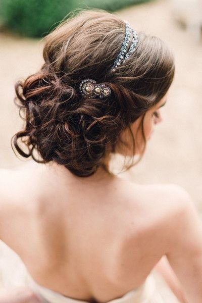 Wedding updo hairstyle with headband