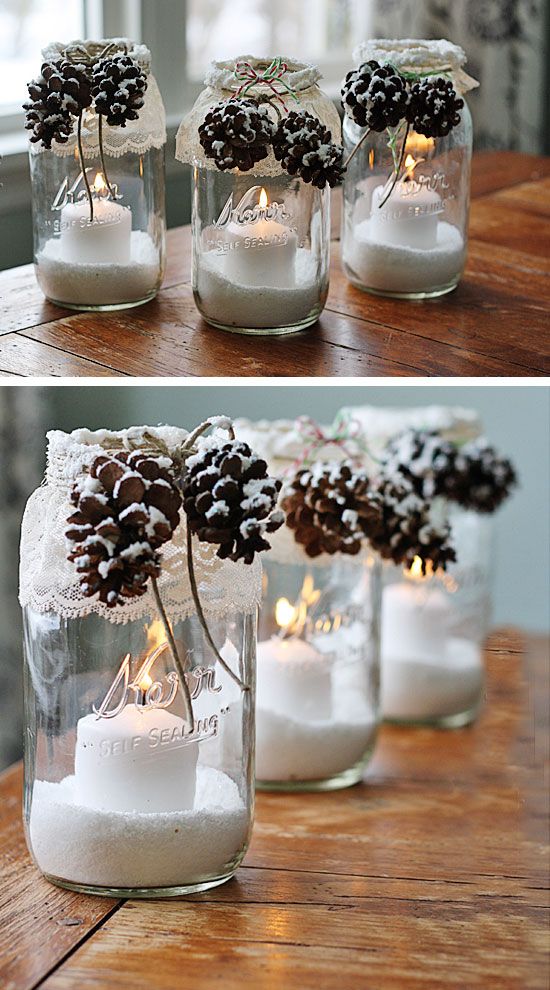 Christmas DIY Mason Jar Candles Over