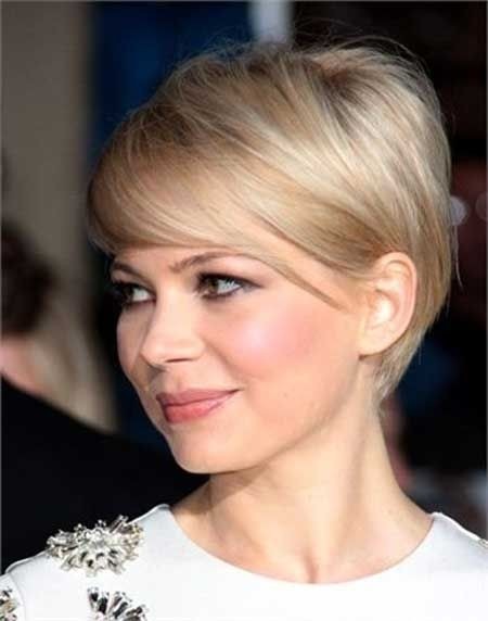 Short haircut with side-swept bangs