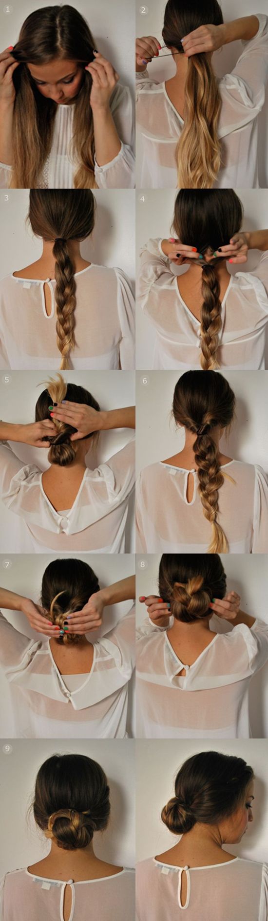 Quick 5 minute updo braided ponytail updo