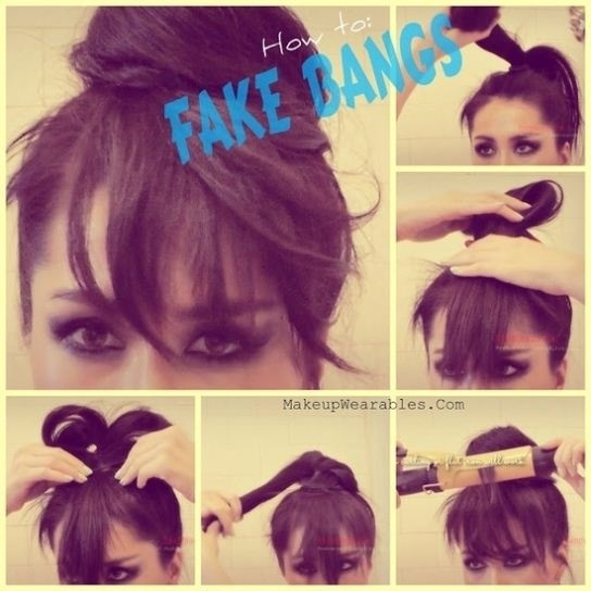 Fake bangs top knot