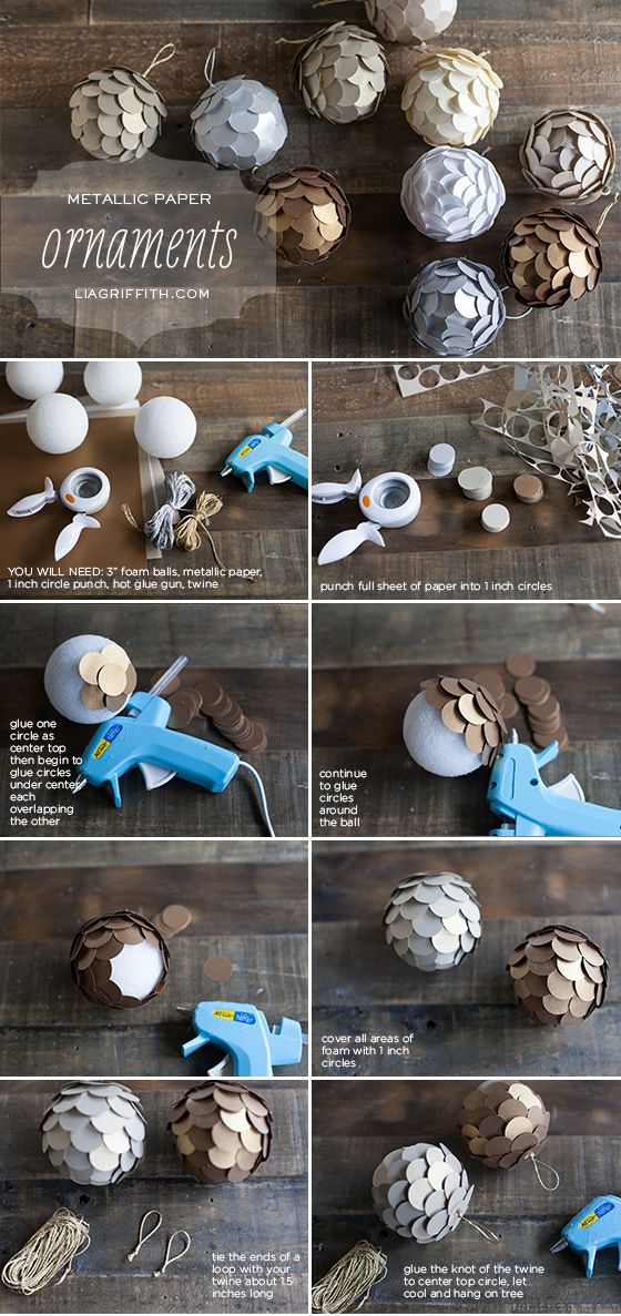 Metallic paper ball ornaments over