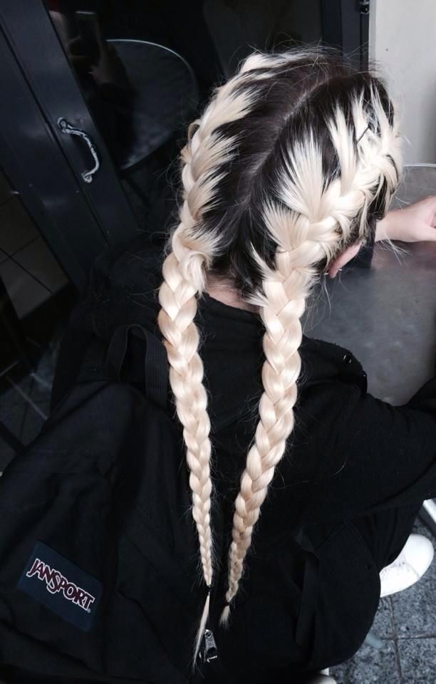 Braided hairstyle for blonde ombre hair