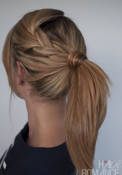 Simple ponytail hairstyle with braid