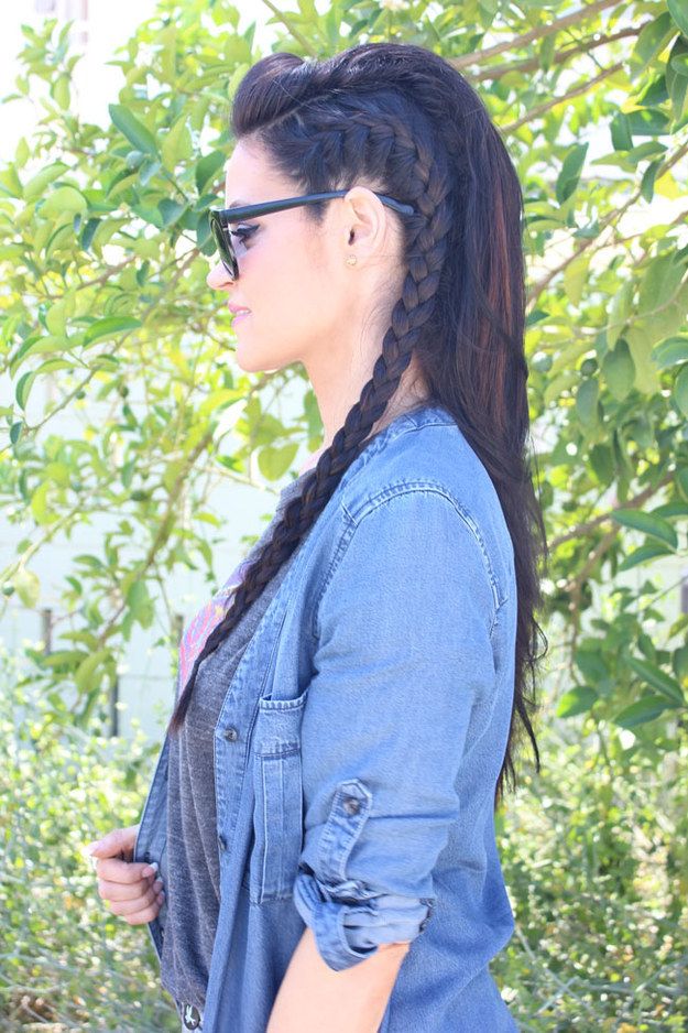 Faux hawk hairstyle with French braid