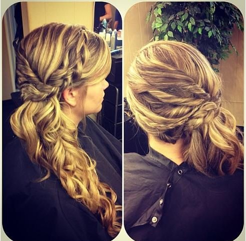Braided ponytail hairstyle on the side