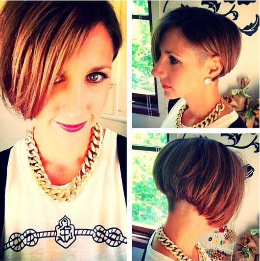 Short bob haircut with bangs