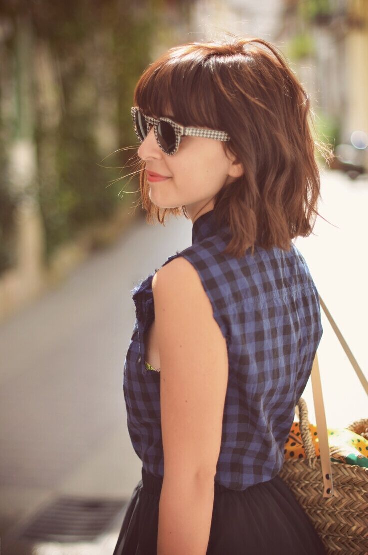 Blunt bob haircut with bangs