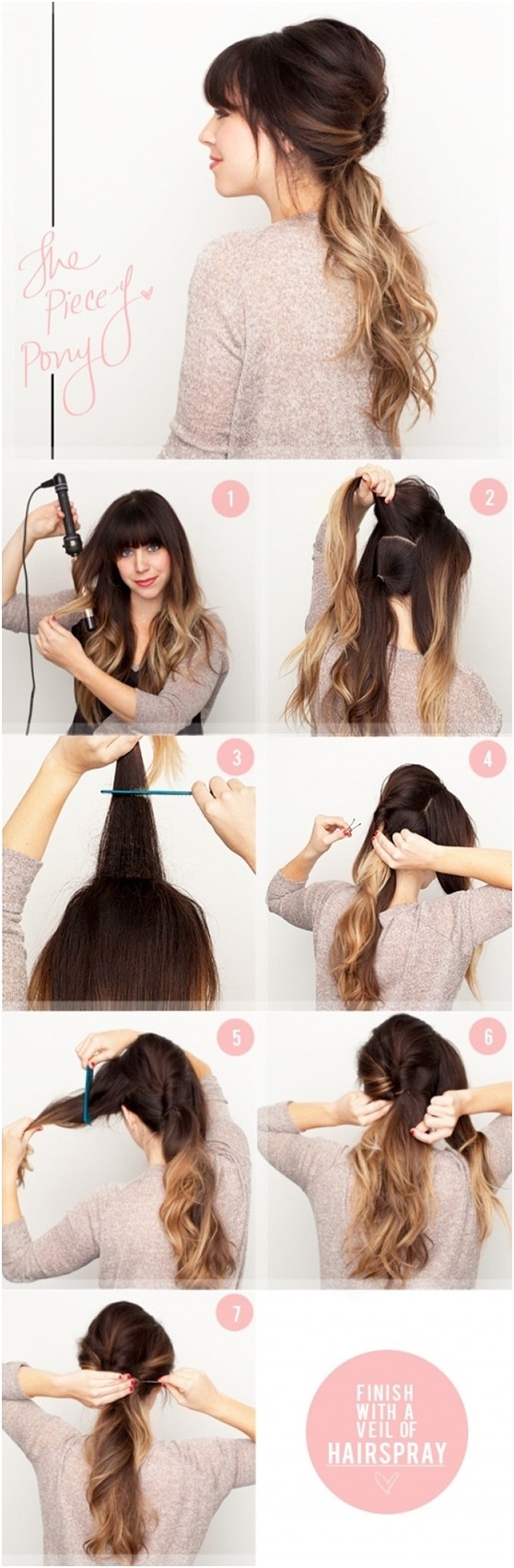 Simple ponytail hairstyle for ombre hair