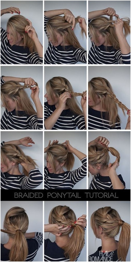 Braids in ponytail hairstyle tutorial