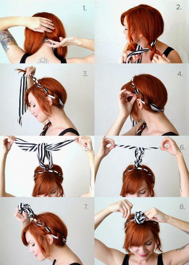 Virgin braid with scarf headband tutorial 2