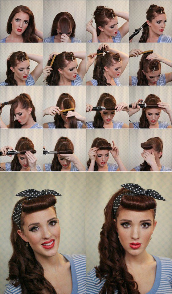 Retro hairstyle idea with a headscarf
