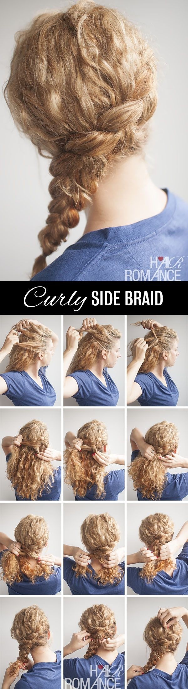 Side braid hairstyle tutorial for curly hair