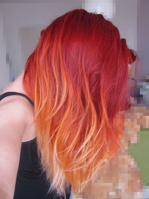 Long straight hairstyle for red ombre hair