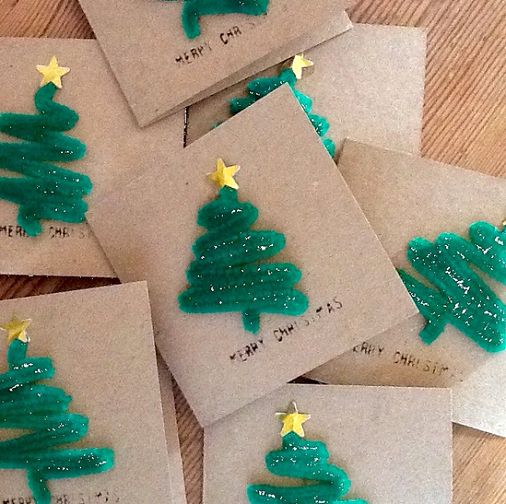 Christmas tree craft cards