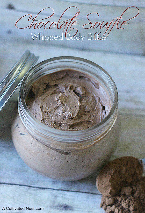 Homemade chocolate whipped body butter