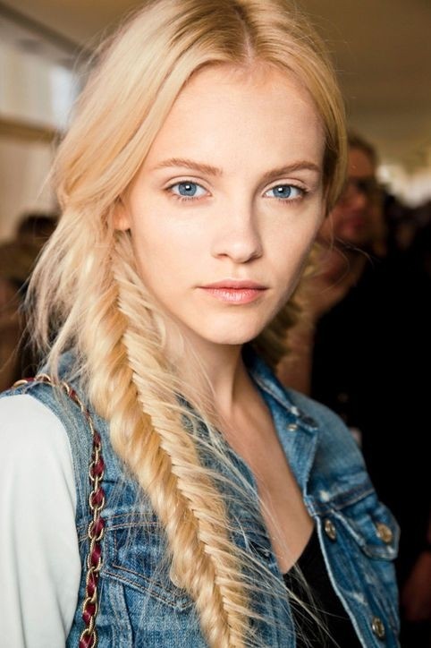 Messy Fishtail Braided Hairstyle for Blonde Hair
