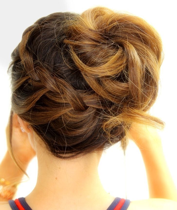 Braided updo for medium hair