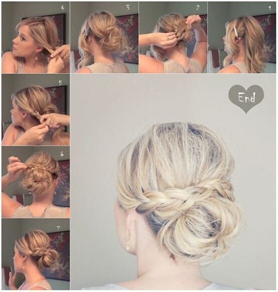 Messy Braid Bun for medium hair