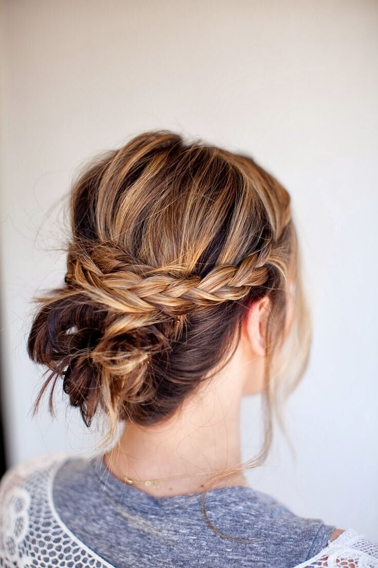 Simple braided updo for medium hair