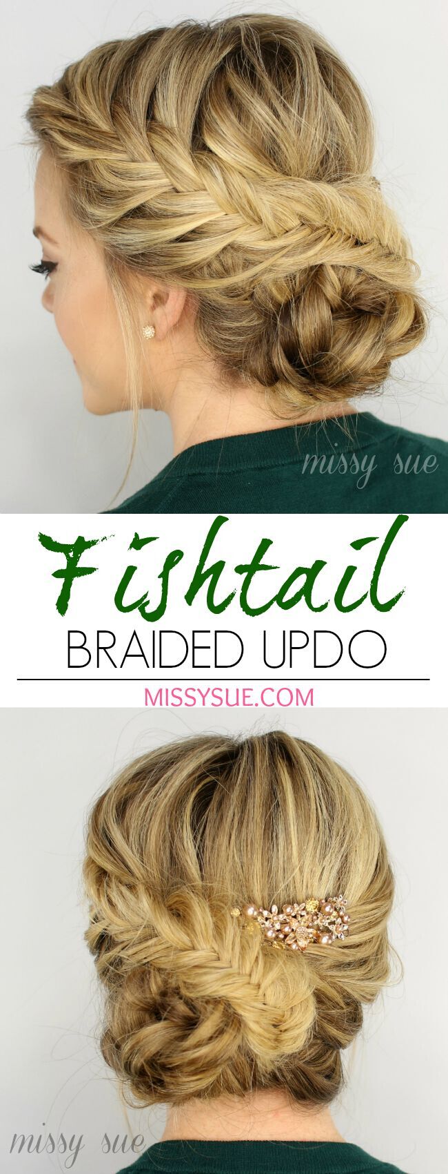 Braided updo with fish tail