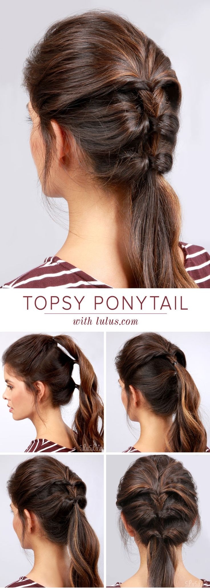 Topsy ponytail hairstyle tutorial