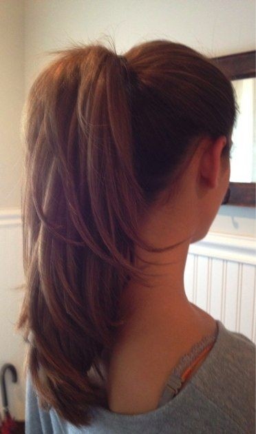 Layered ponytail for long hair