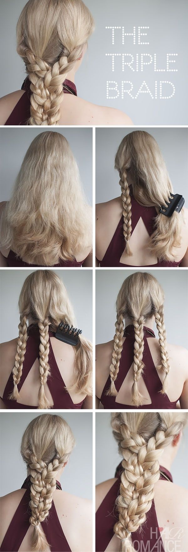 Triple braided hairstyle tutorial for summer