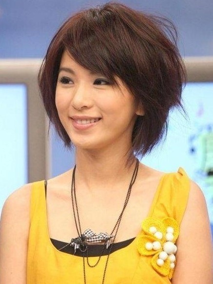 Short bob hairstyle with side bangs