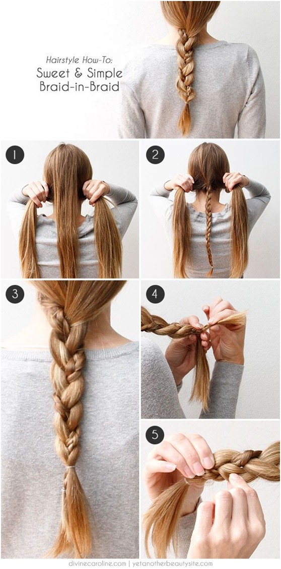 Simple braid in braided hairstyle