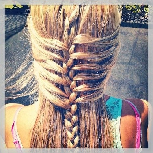 Braided waterfall hairstyle for long straight hair