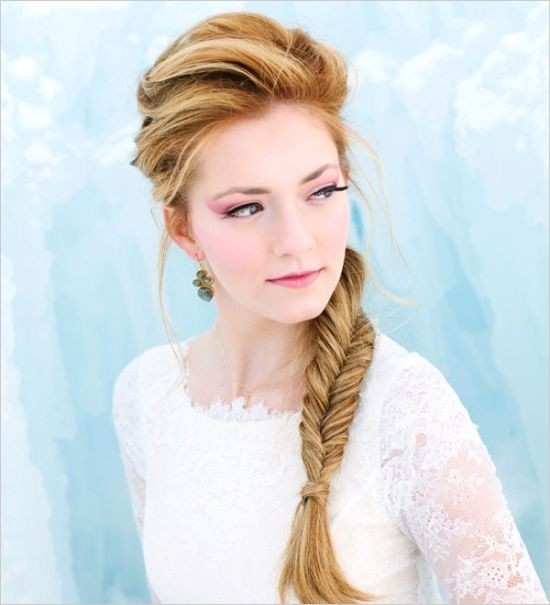 Side fishtail braid for bridesmaids hairstyles