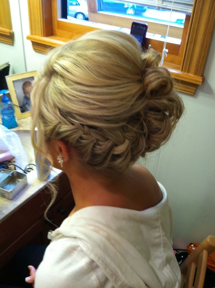 Messy braided side updo