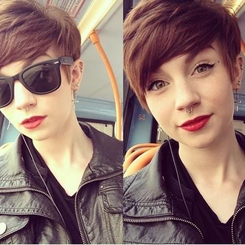 Short pixie haircut with side bangs