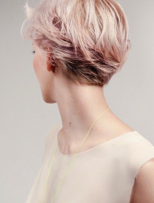 Pink colored short hairstyle