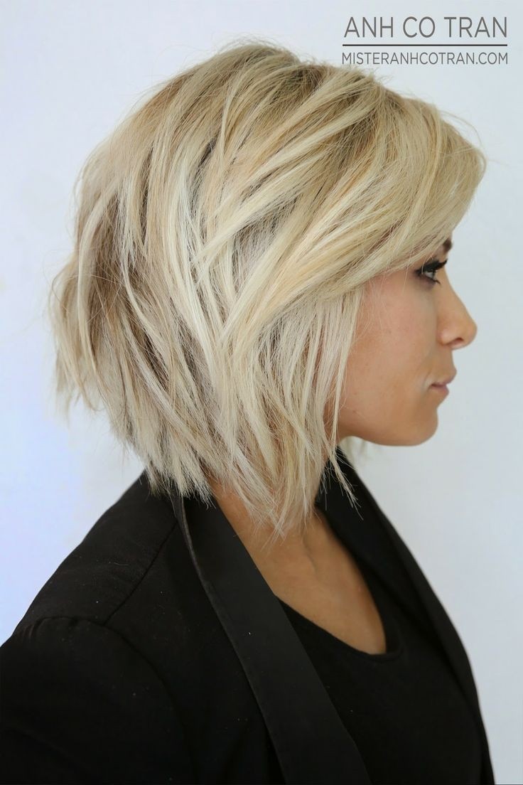 Choppy bob haircut with long layers