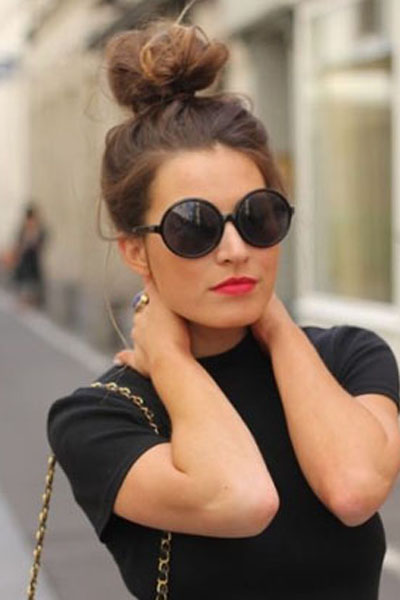 Topknot with sunglasses