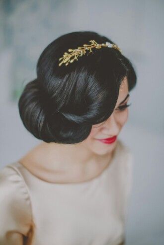 Retro updo with hair accessories
