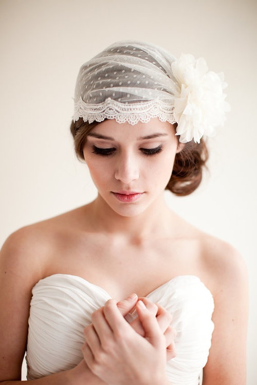 Updo hairstyle with veil
