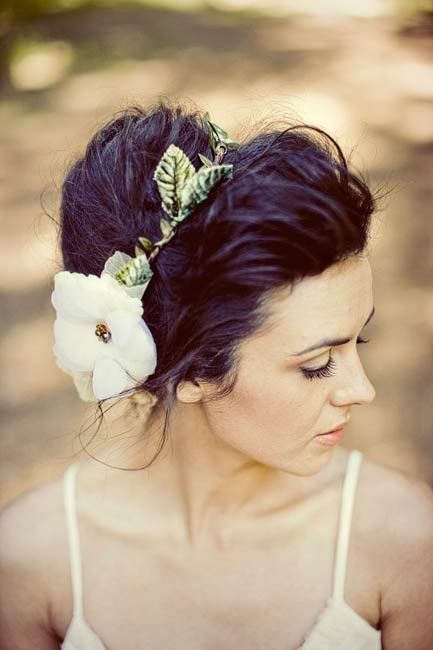 Updo hairstyle with flower