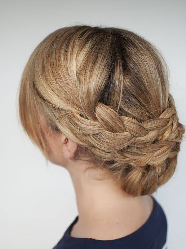 Braided updo for thick hair