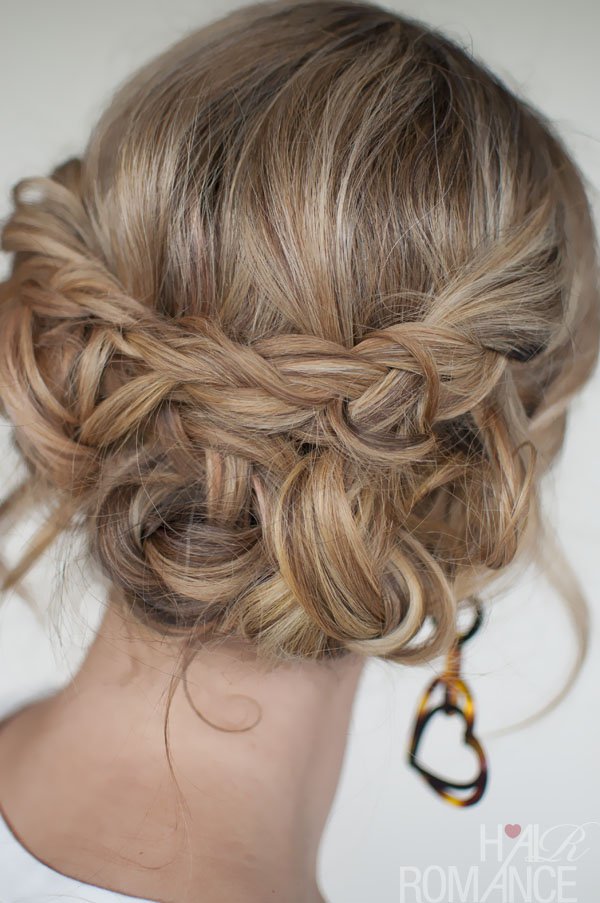 Messy braided updo hairstyle