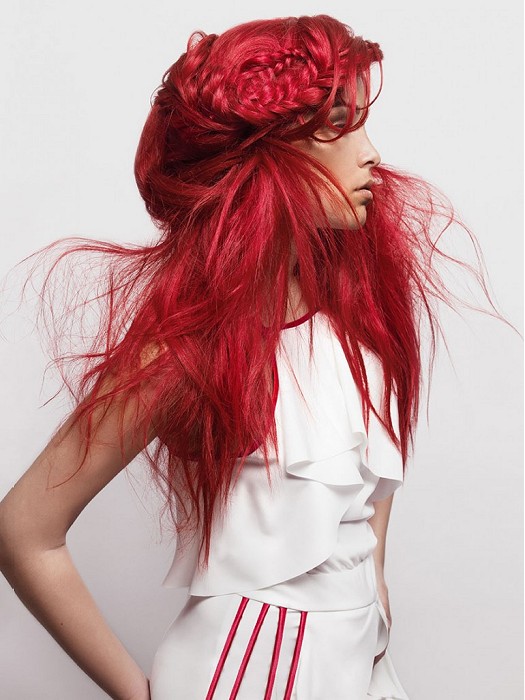 Nervous red hairstyle