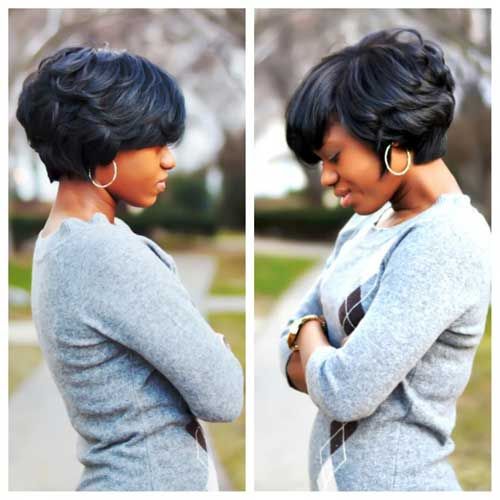 Short curly bob hairstyle for black women