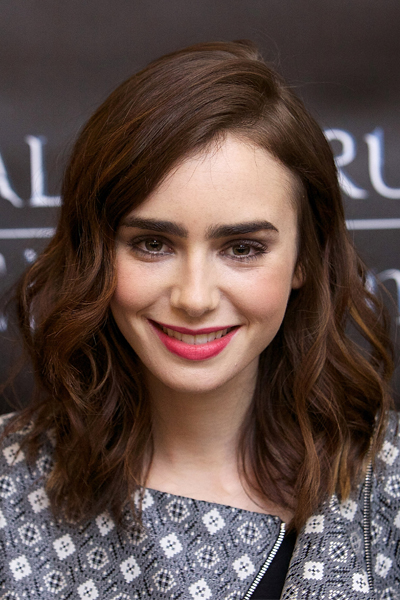 Lily Collins Pretty structured long bob