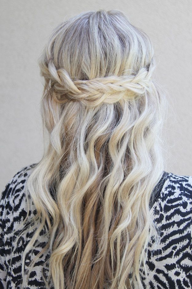 Waterfall braid for long blonde hair