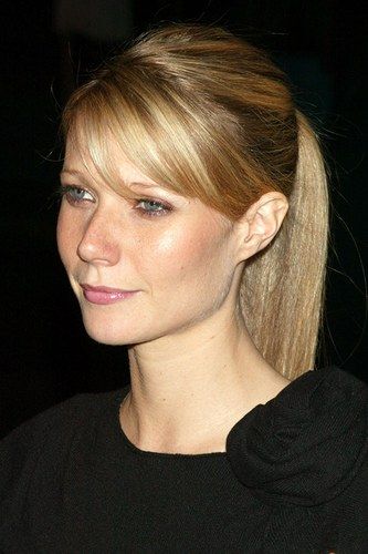 Simple ponytail with bangs - Gwyneth Paltrow hairstyles