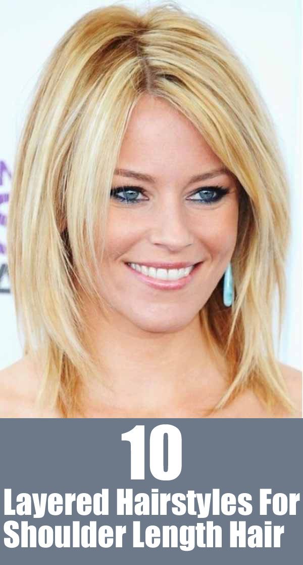 Shoulder-length layered hairstyle