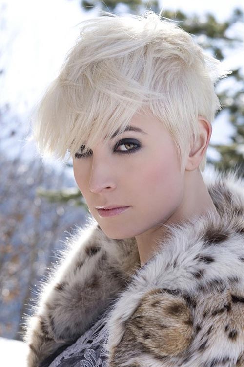 Ash blonde pixie haircut