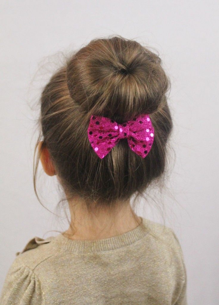 Sock bun hairstyle for little girls